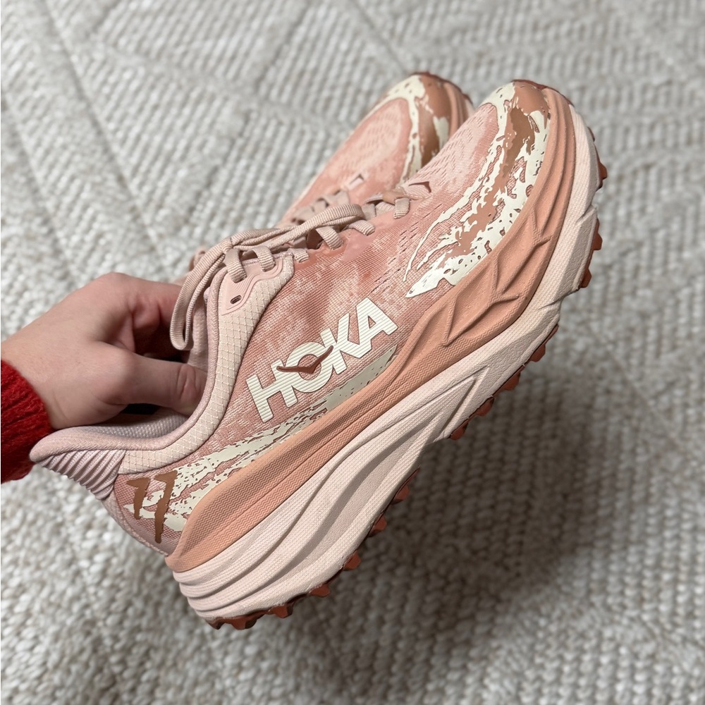 Women's Hoka Stinson 7 Trail Running Shoes - Stardust/Alabaster size 9.5